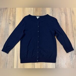 Talbots Navy Blue Cardigan Knit Sweater